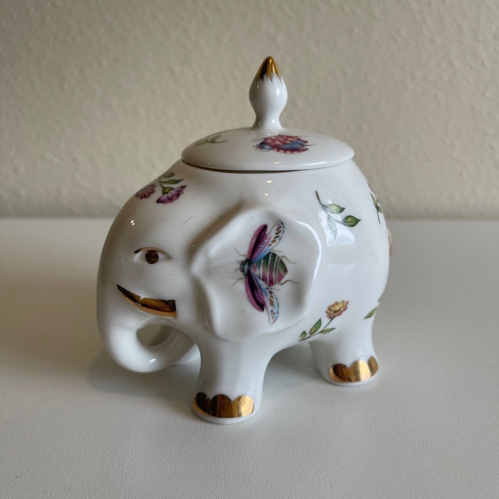 Elephant Porcelain/ceramic Jar With Lid Sugar Jar Elegance.